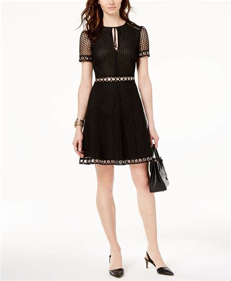 michael michael kors lace grommet trimmed dress|Grommeted Floral Lace Dress .